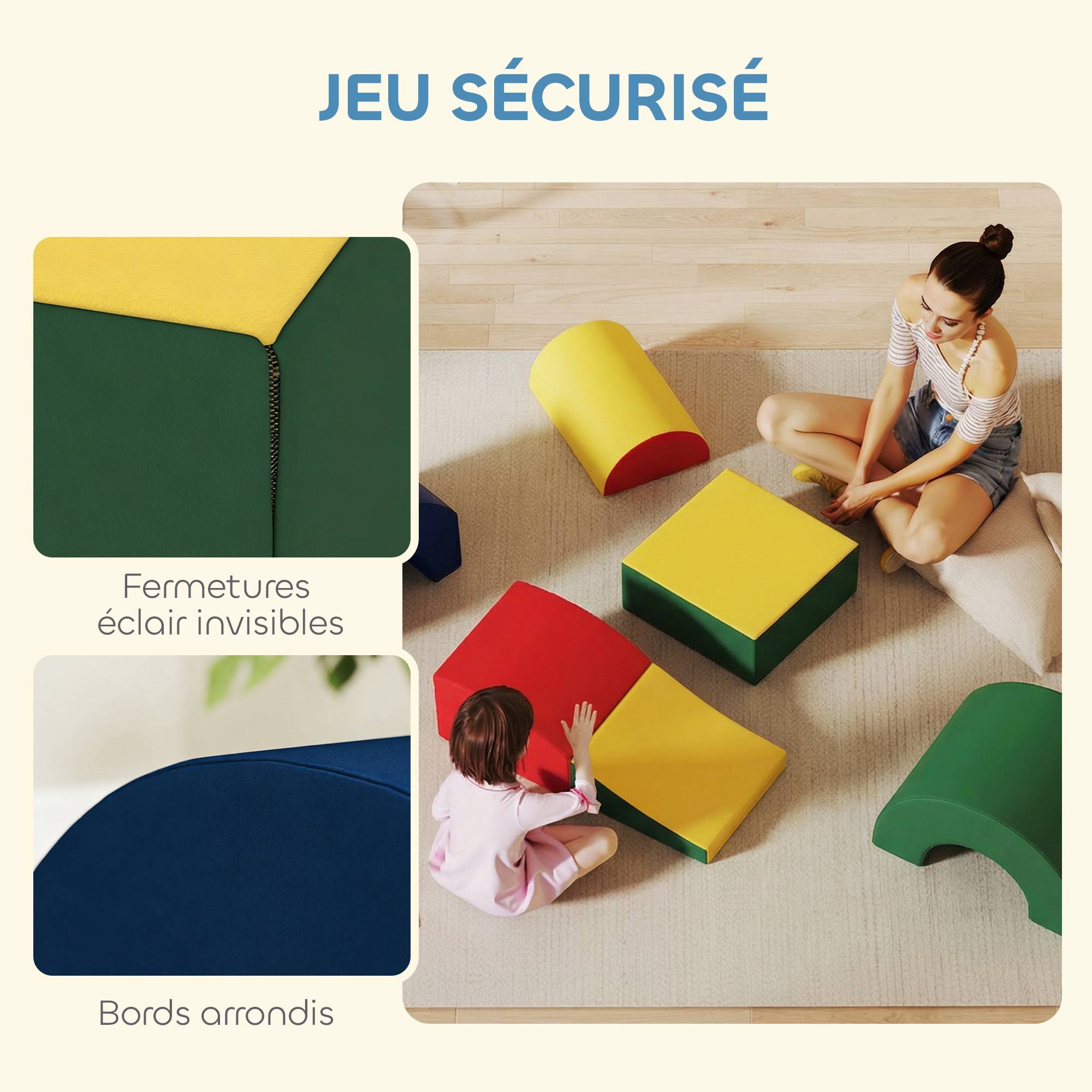 Module motricité bébé 5PCS parcours motricité bébé en mousse EVA pour enfants d'âge préscolaire, multicolore - Image 9