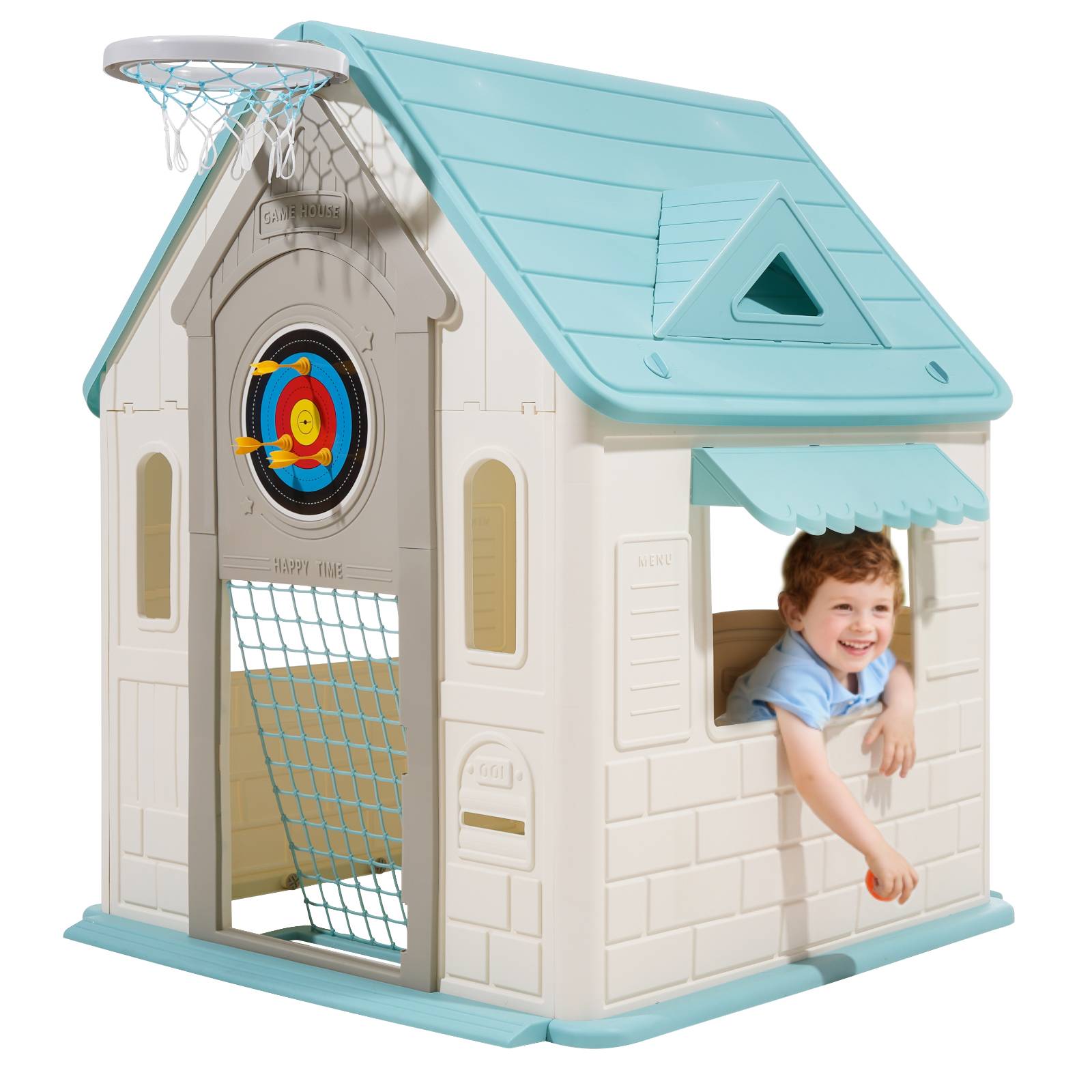 Vevor - VEVOR Maisonnette enfants 5 en 1, maison de jeu pour tout‑petits dès 2 ans, activités basket, foot et fléchettes - Image 1