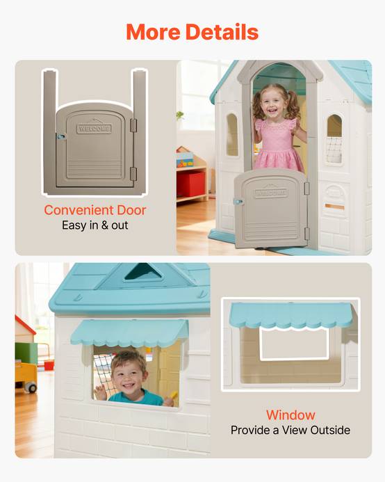Vevor - VEVOR Maisonnette enfants 5 en 1, maison de jeu pour tout‑petits dès 2 ans, activités basket, foot et fléchettes - Image 5