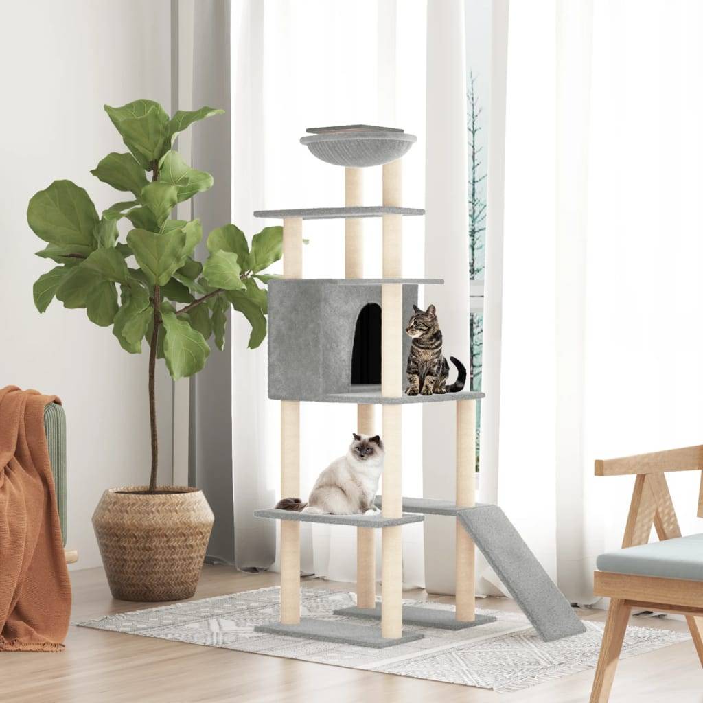Vidaxl - Arbre à chat avec griffoirs en sisal Gris clair 166 cm vidaXL 171682 - Image 1