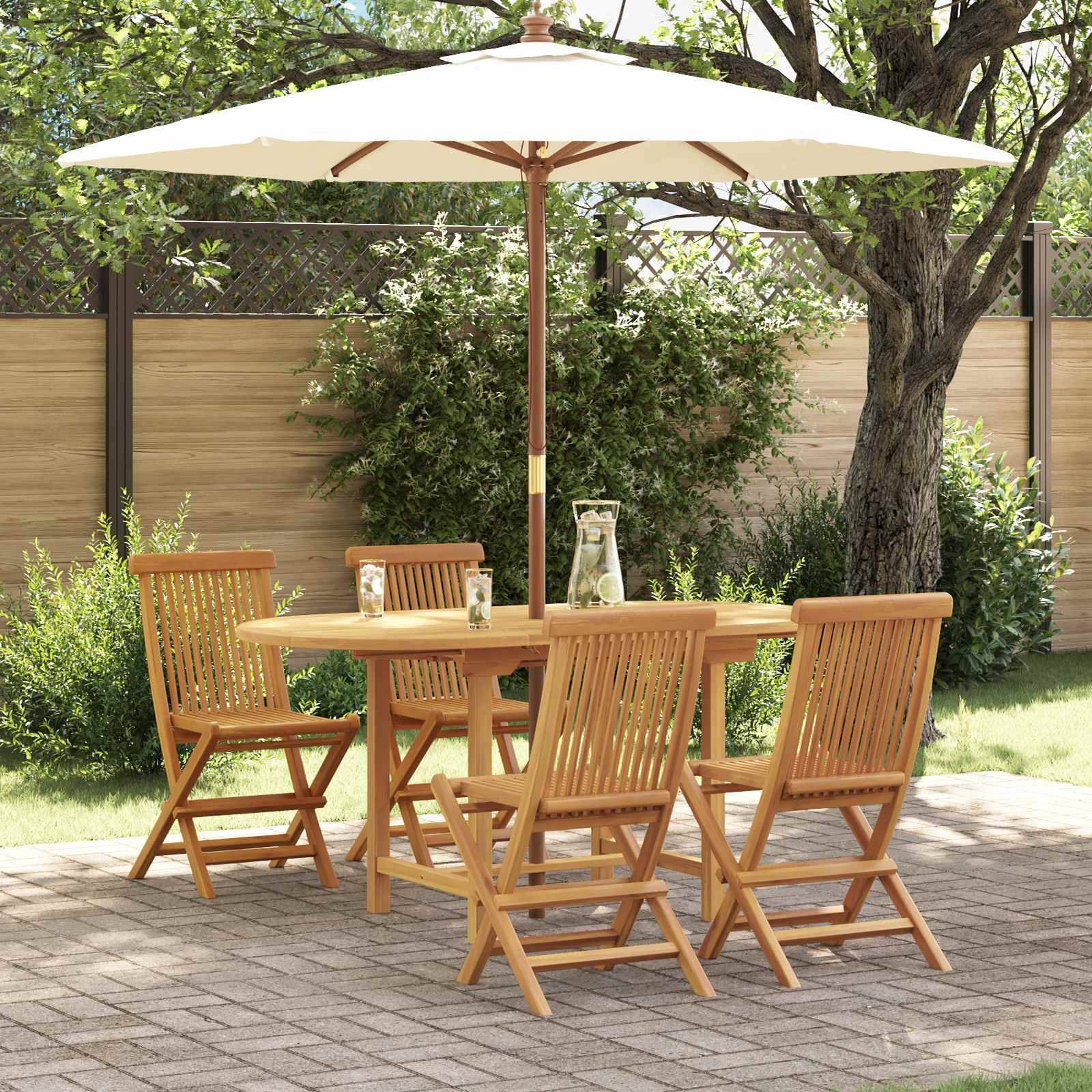 Ensemble de salle à manger jardin bois teck marron 160 x 80 x 75 cm, Poids :55.26kg - PANGIVO - Image 1