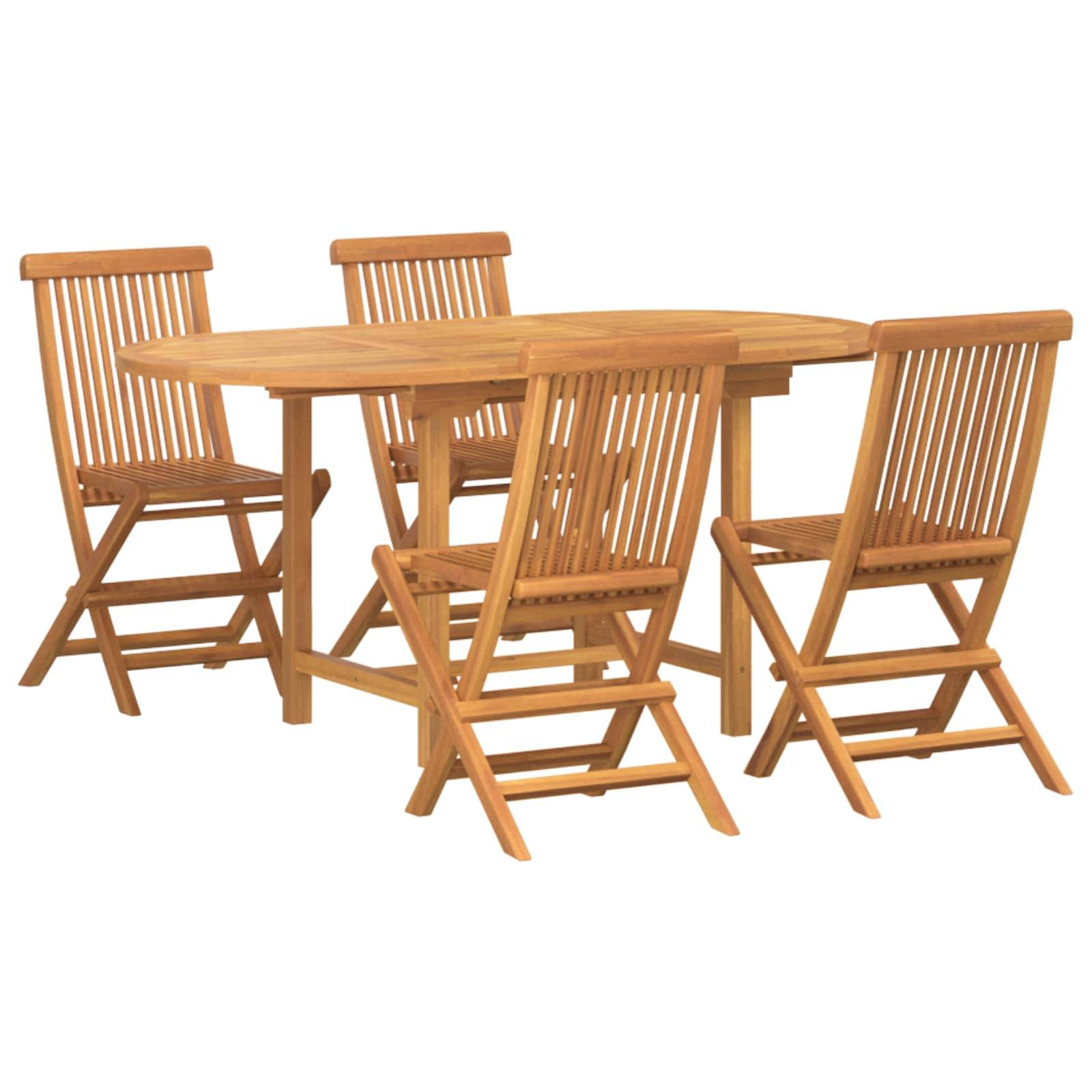 Ensemble de salle à manger jardin bois teck marron 160 x 80 x 75 cm, Poids :55.26kg - PANGIVO - Image 2