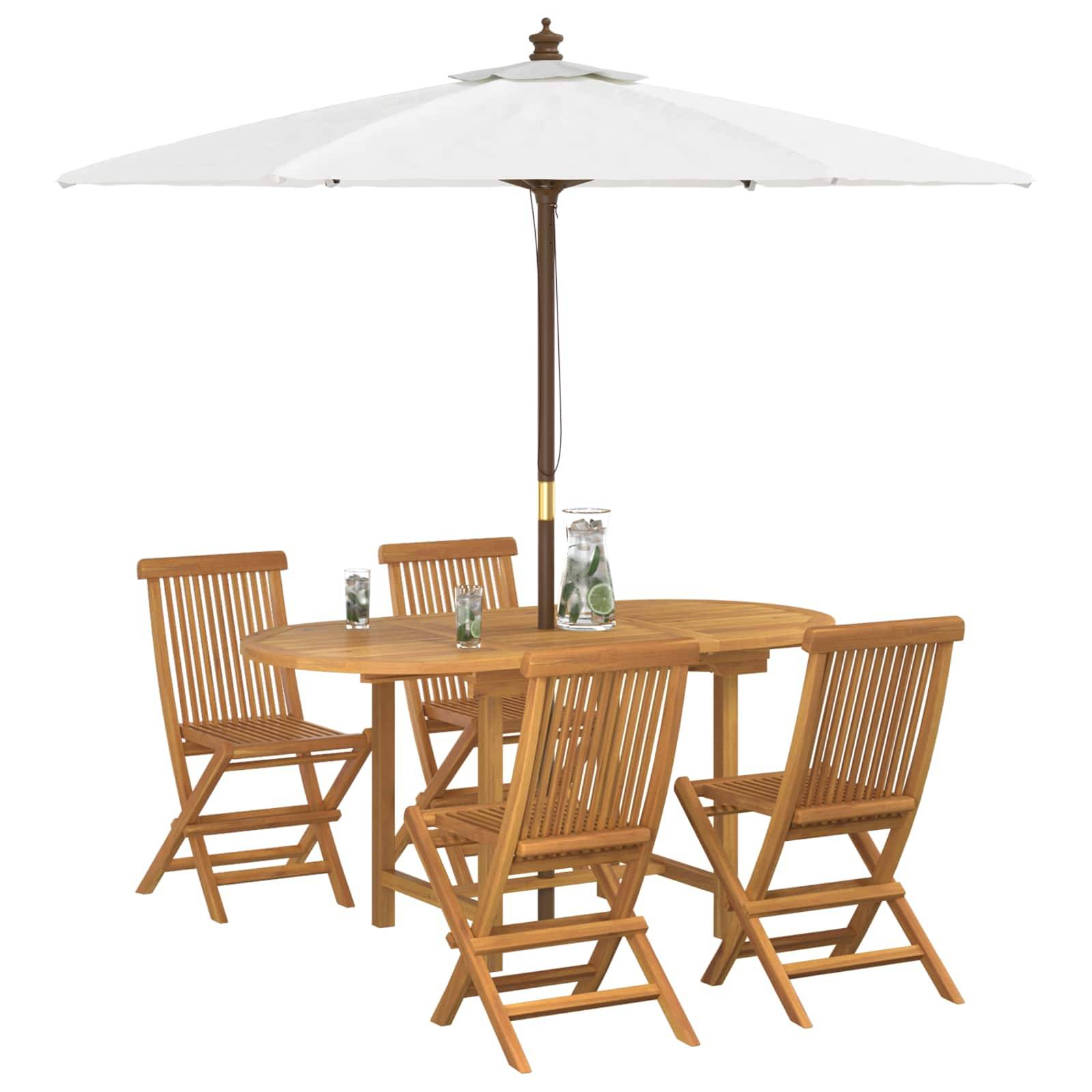 Ensemble de salle à manger jardin bois teck marron 160 x 80 x 75 cm, Poids :55.26kg - PANGIVO - Image 3