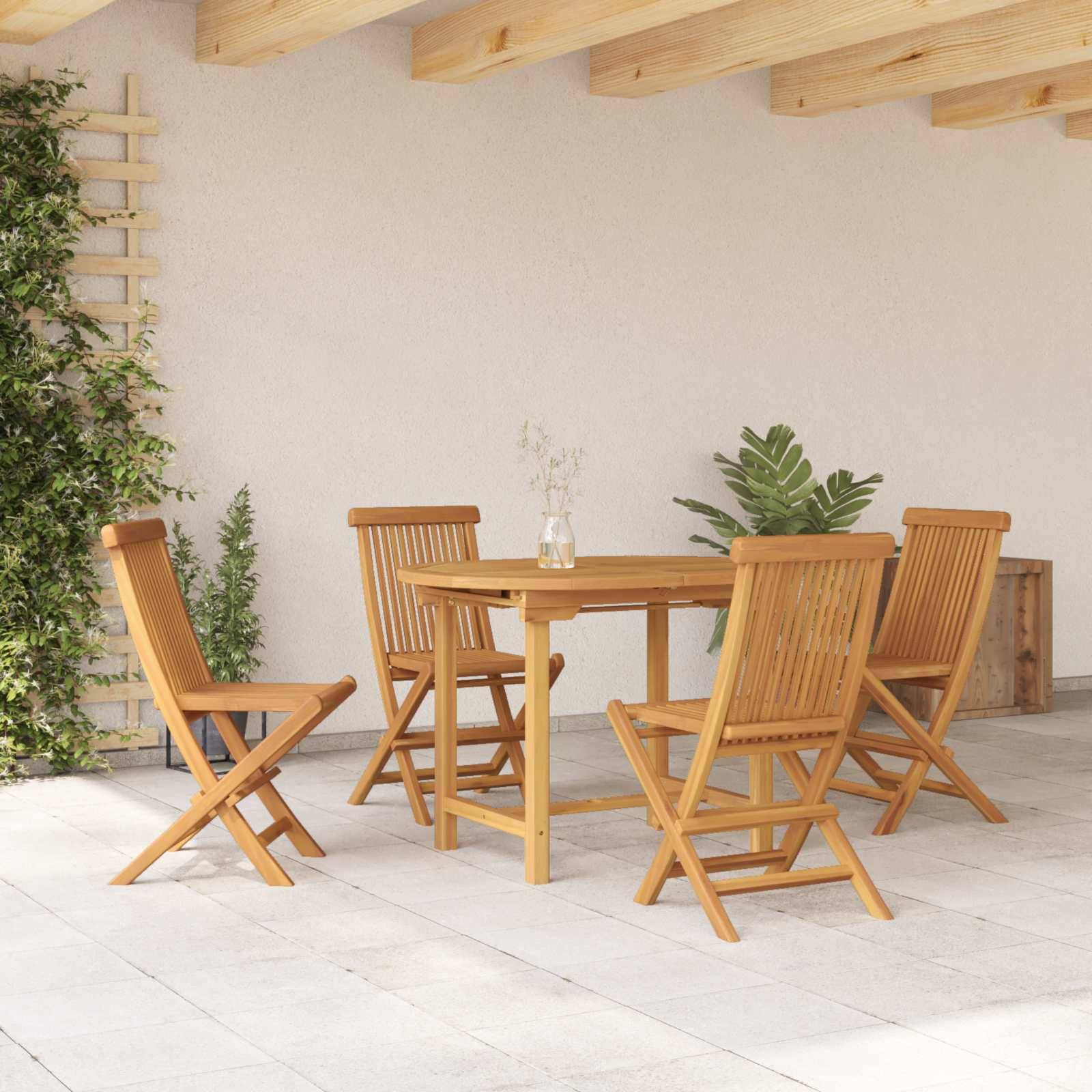Ensemble de salle à manger jardin bois teck marron 160 x 80 x 75 cm, Poids :55.26kg - PANGIVO - Image 4