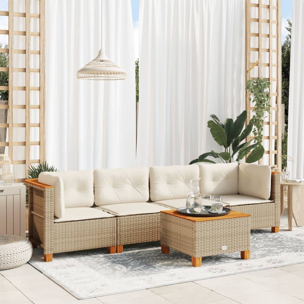 Vidaxl - Salon de jardin avec coussins 5 pcs beige résine tressée vidaXL 3261727 - Image 1
