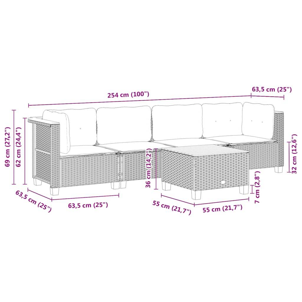 Vidaxl - Salon de jardin avec coussins 5 pcs beige résine tressée vidaXL 3261727 - Image 3