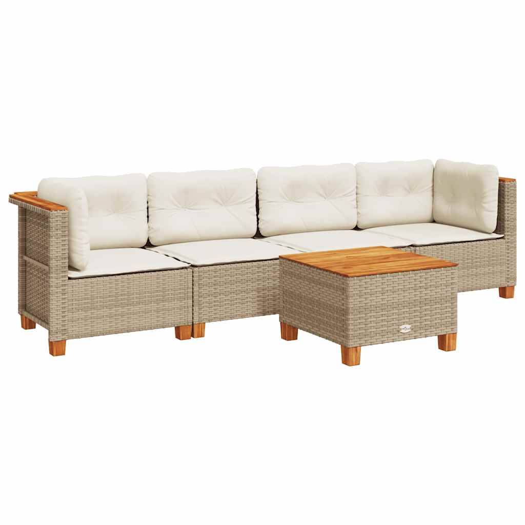 Vidaxl - Salon de jardin avec coussins 5 pcs beige résine tressée vidaXL 3261727 - Image 2