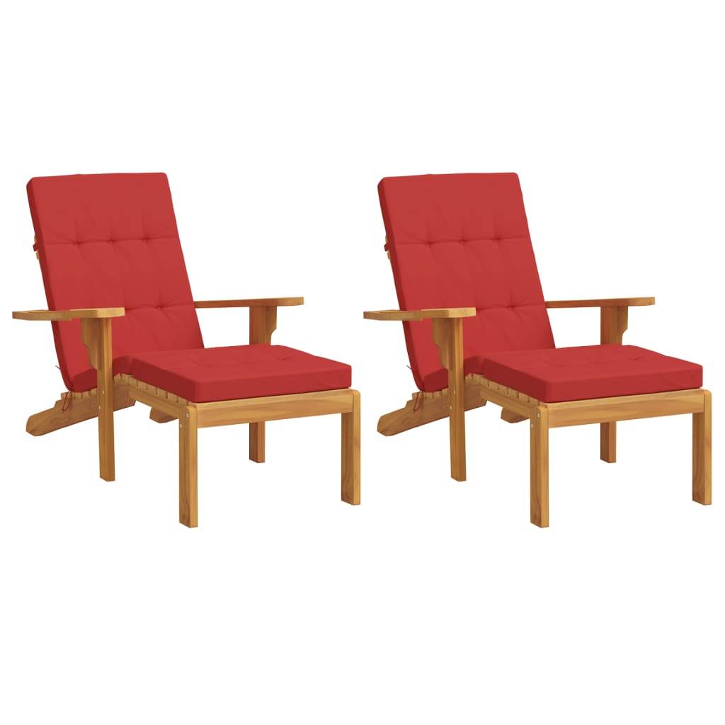 Coussin Bain de soleil | Coussins de chaise longue lot de 2 rouge tissu oxford Maison Chic - Image 3