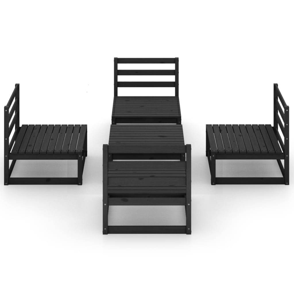 Vidaxl - Salon de jardin 5 pcs noir bois de pin massif vidaXL 3075268 - Image 4