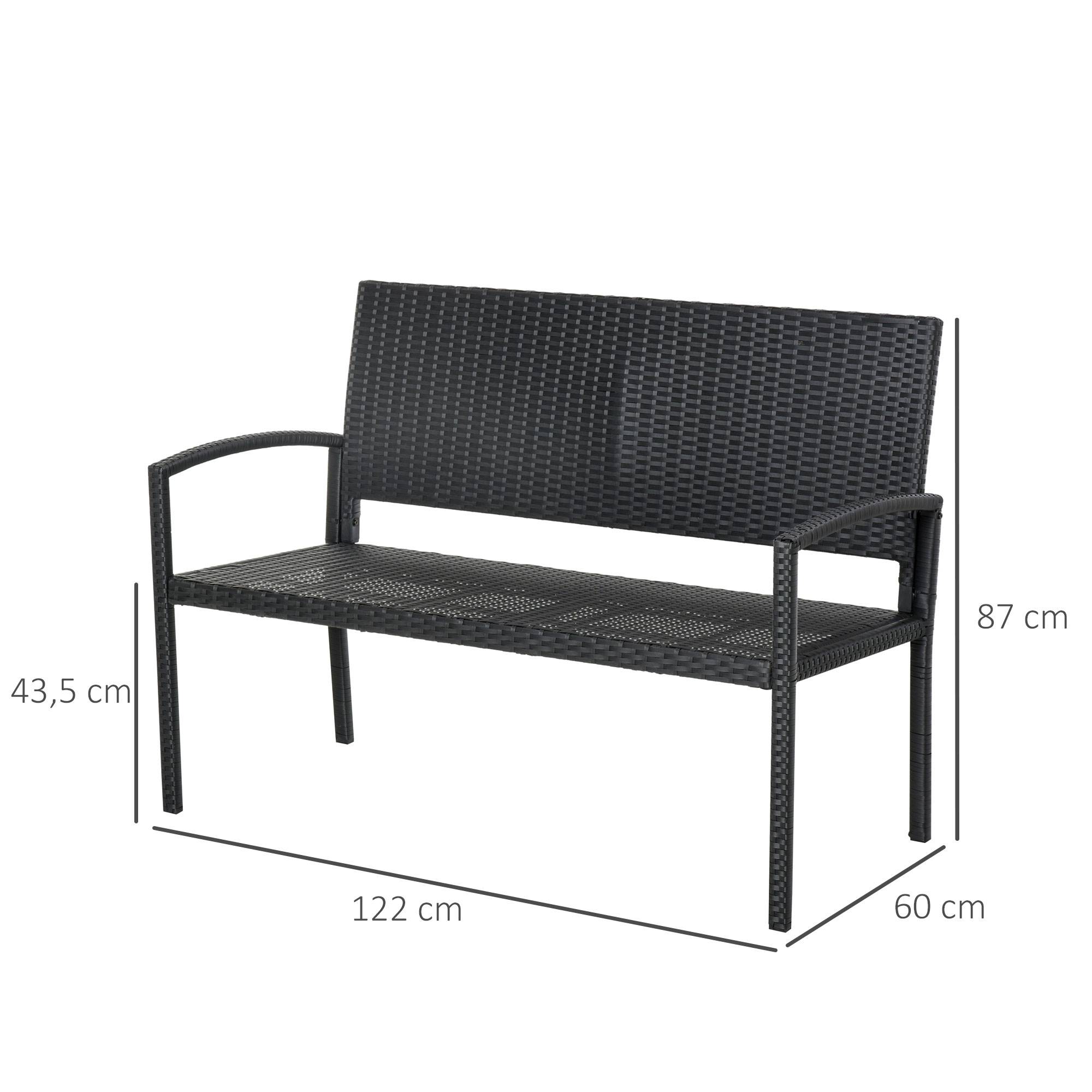 Outsunny - Banc de jardin 2 places style cosy chic résine tressée 4 fils imitation rotin noir - Outsunny - Image 3