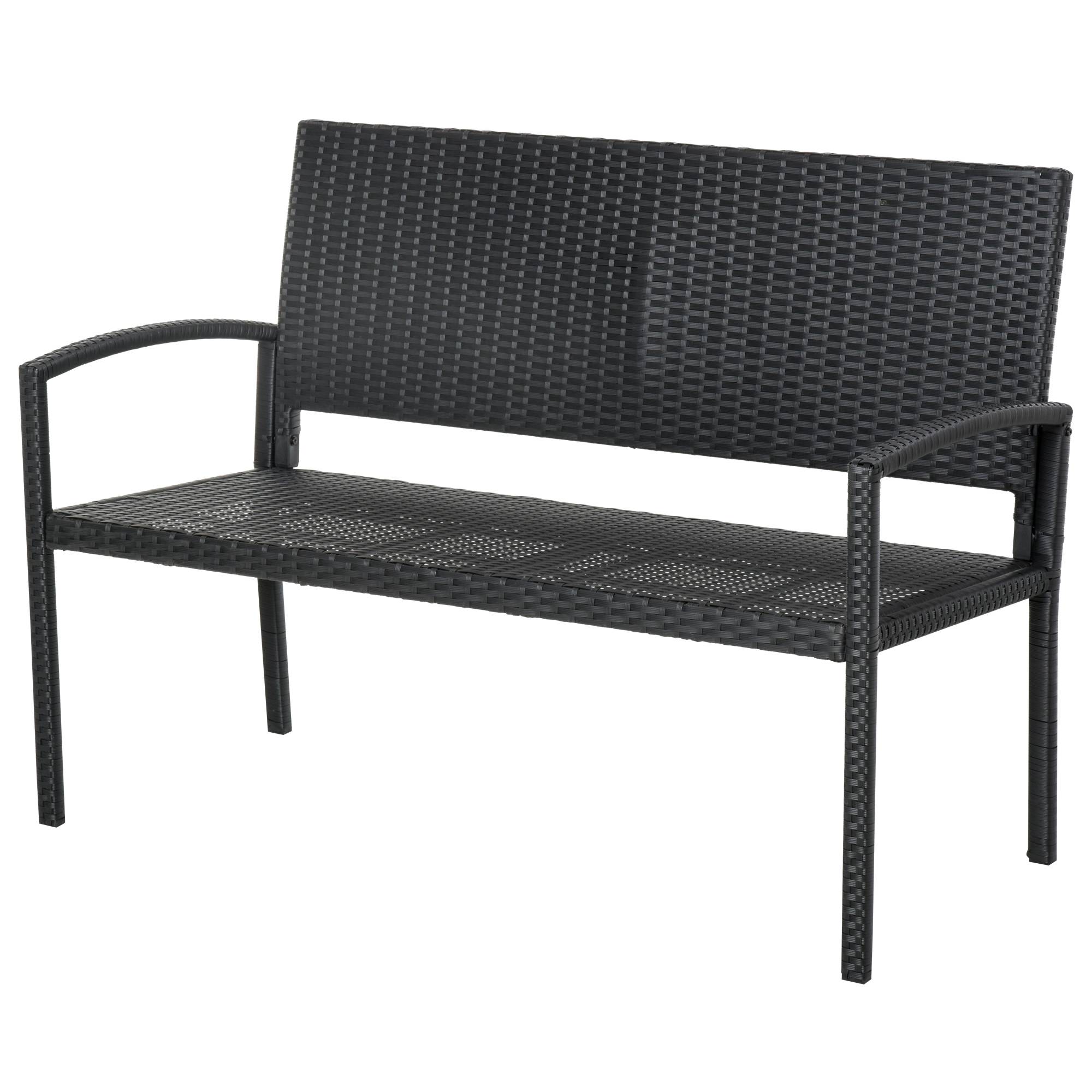 Outsunny - Banc de jardin 2 places style cosy chic résine tressée 4 fils imitation rotin noir - Outsunny - Image 1