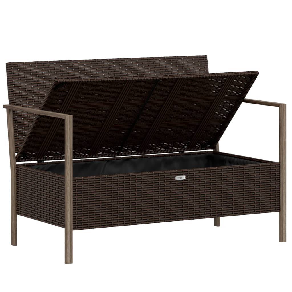 Banc de jardin à 2 places - Banc d'extérieur - Banquette avec coussins Marron Résine tressée-JU11348 - Image 6