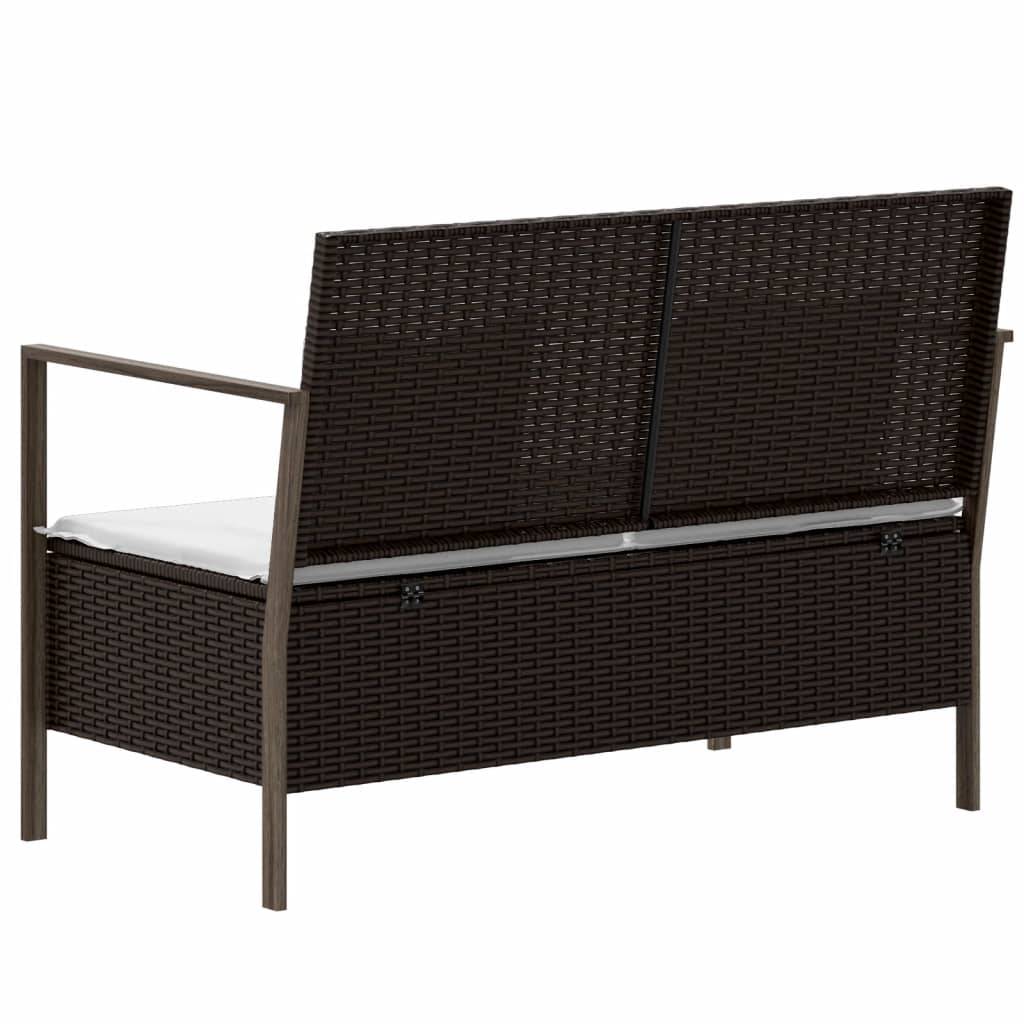 Banc de jardin à 2 places - Banc d'extérieur - Banquette avec coussins Marron Résine tressée-JU11348 - Image 5