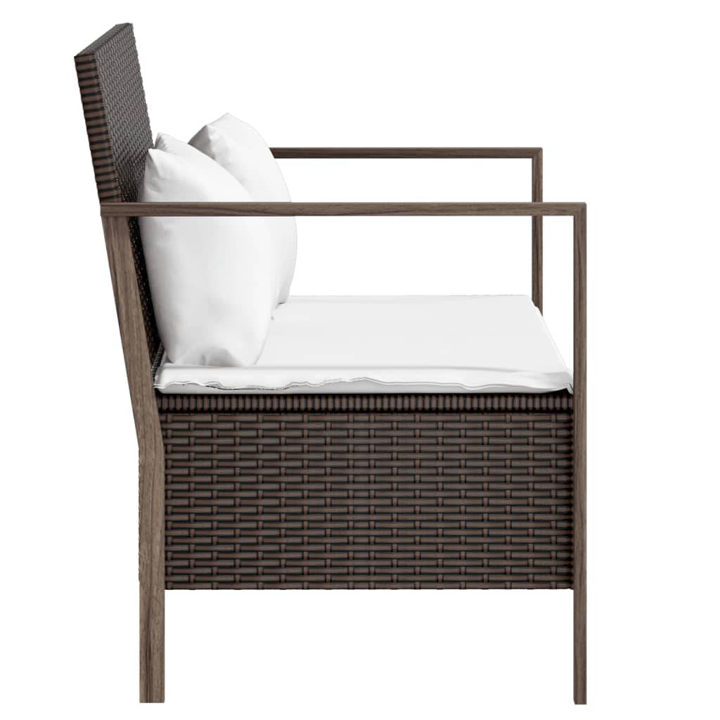 Banc de jardin à 2 places - Banc d'extérieur - Banquette avec coussins Marron Résine tressée-JU11348 - Image 4