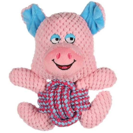Flamingo - Jouet Cochon rose avec corde longueur 21 cm pour chien - Image 1