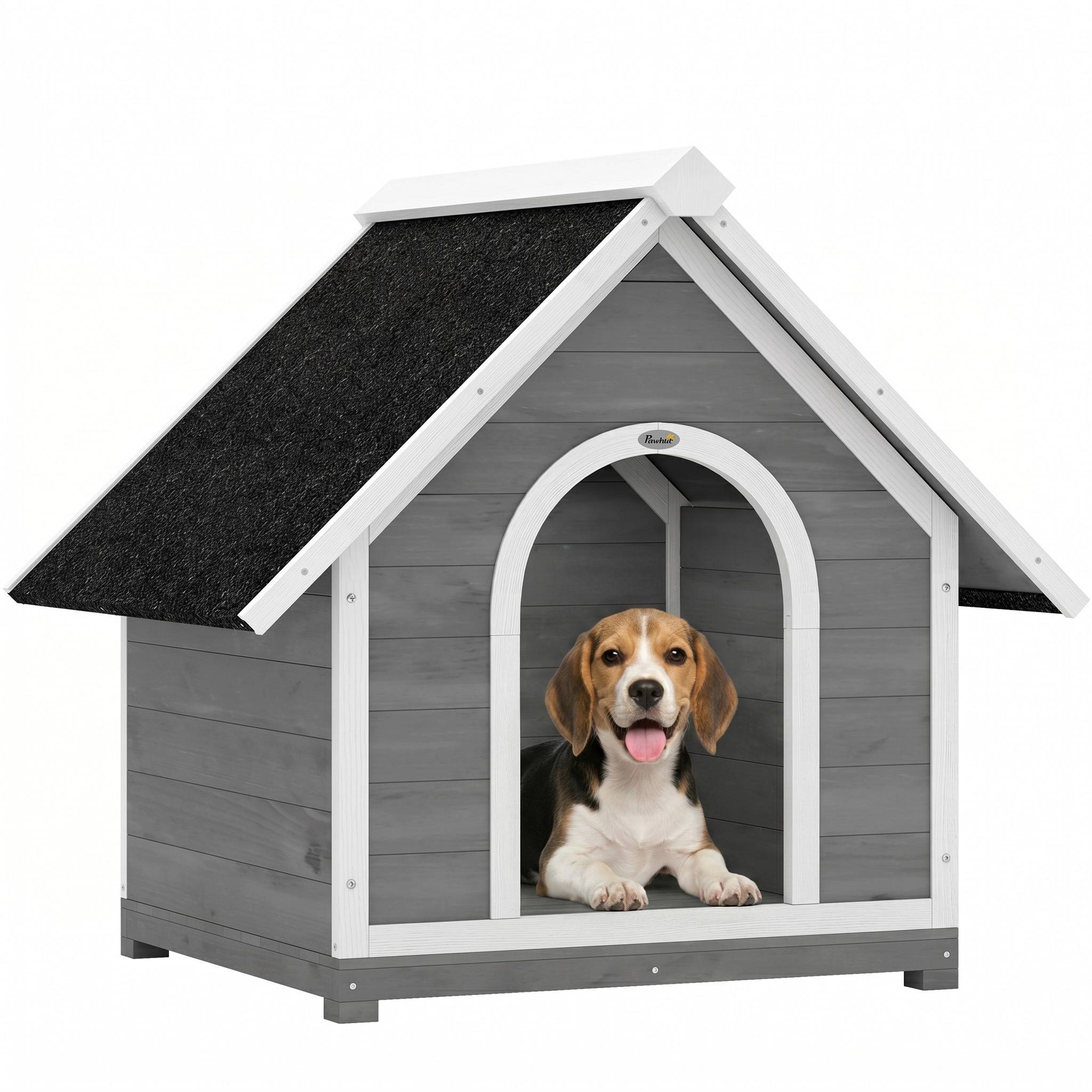 Niche extérieure pour chien corps entièrement ouvrant, nettoyage facile, 84x101x86 cm, gris et blanc - Image 1