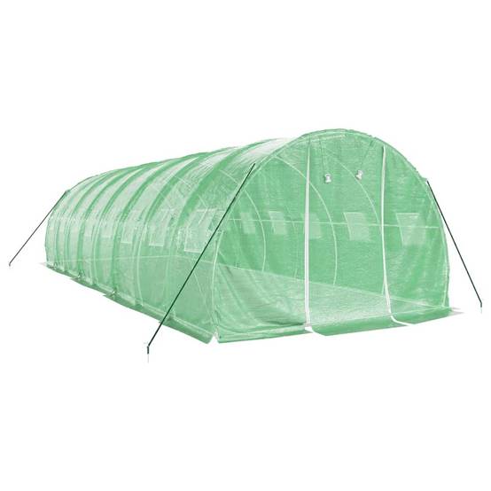 Serre tunnel de jardin 24m² bâche PE et acier culture potager verte 8x3m – ComfortXL Outdoor Living - Image 3