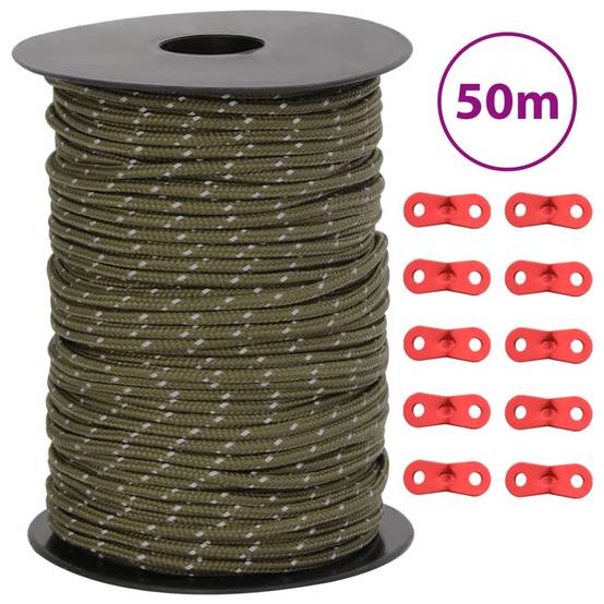 Corde de haubanage de tente avec bandes réfléchissantes et clés Maison Chic - Image 2