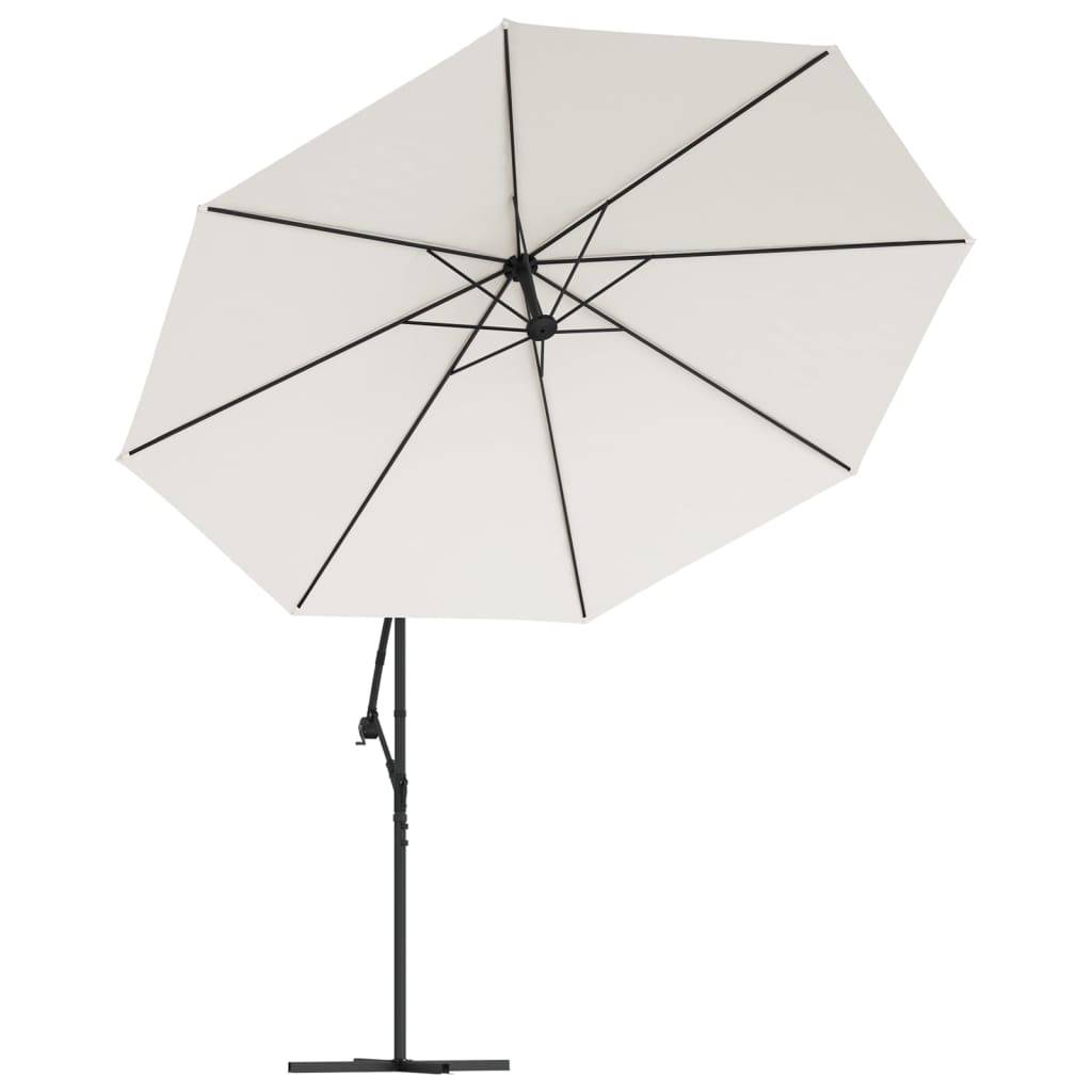 Parasol déporté aluminium et polyester blanc sable 350 x 350 x 268 cm - PANGIVO - Image 4