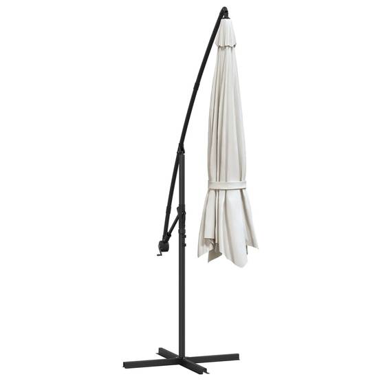 Parasol déporté aluminium et polyester blanc sable 350 x 350 x 268 cm - PANGIVO - Image 6