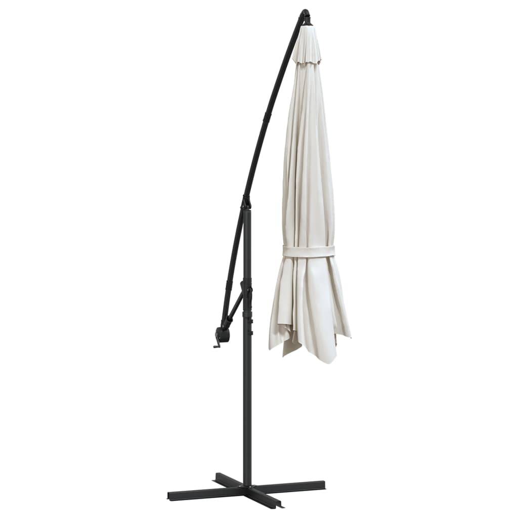 Parasol déporté aluminium et polyester blanc sable 350 x 350 x 268 cm - PANGIVO - Image 6