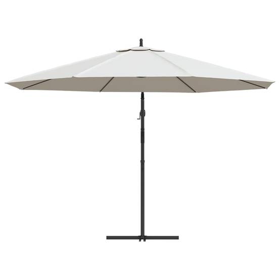 Parasol déporté aluminium et polyester blanc sable 350 x 350 x 268 cm - PANGIVO - Image 5