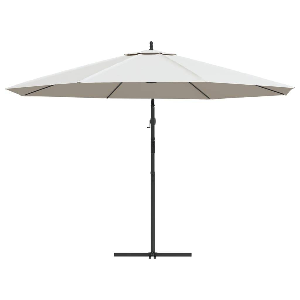 Parasol déporté aluminium et polyester blanc sable 350 x 350 x 268 cm - PANGIVO - Image 5