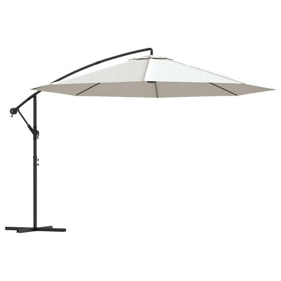 Parasol déporté aluminium et polyester blanc sable 350 x 350 x 268 cm - PANGIVO - Image 2
