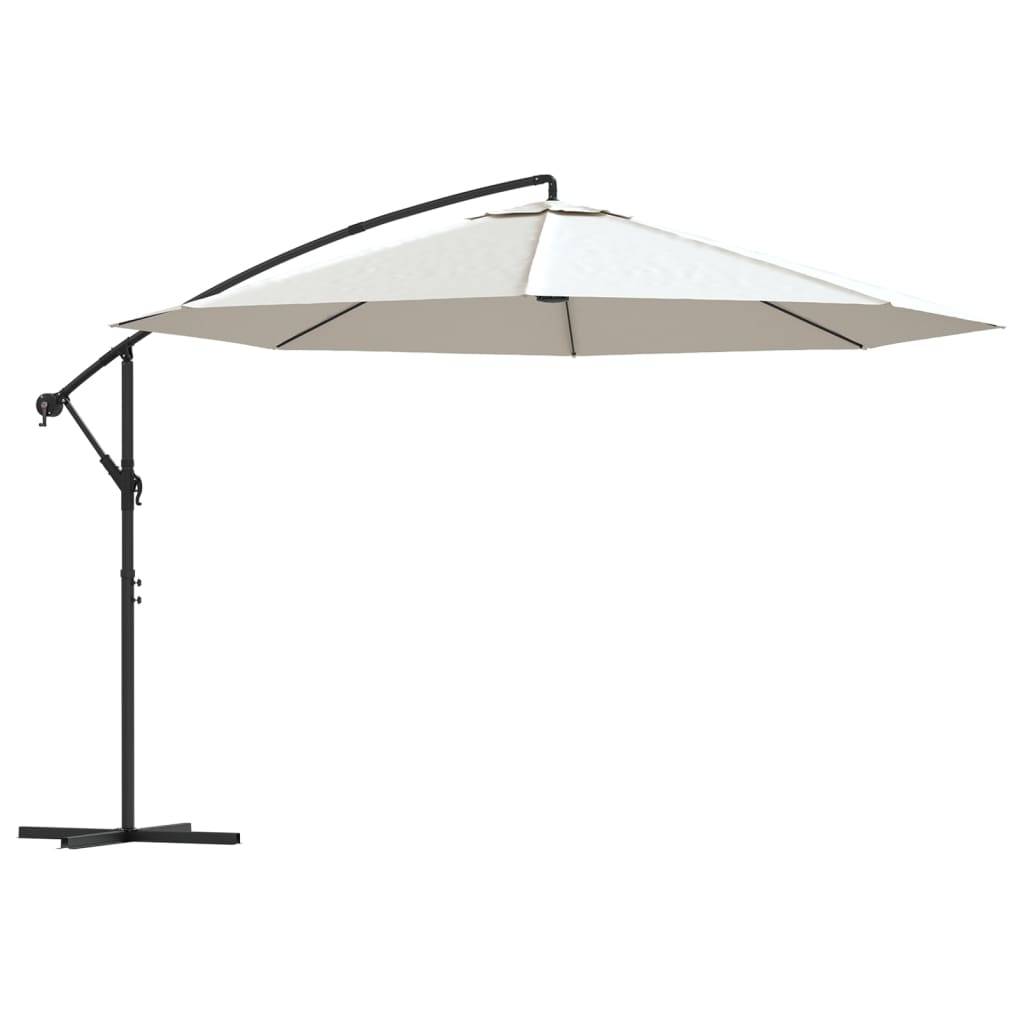 Parasol déporté aluminium et polyester blanc sable 350 x 350 x 268 cm - PANGIVO - Image 2