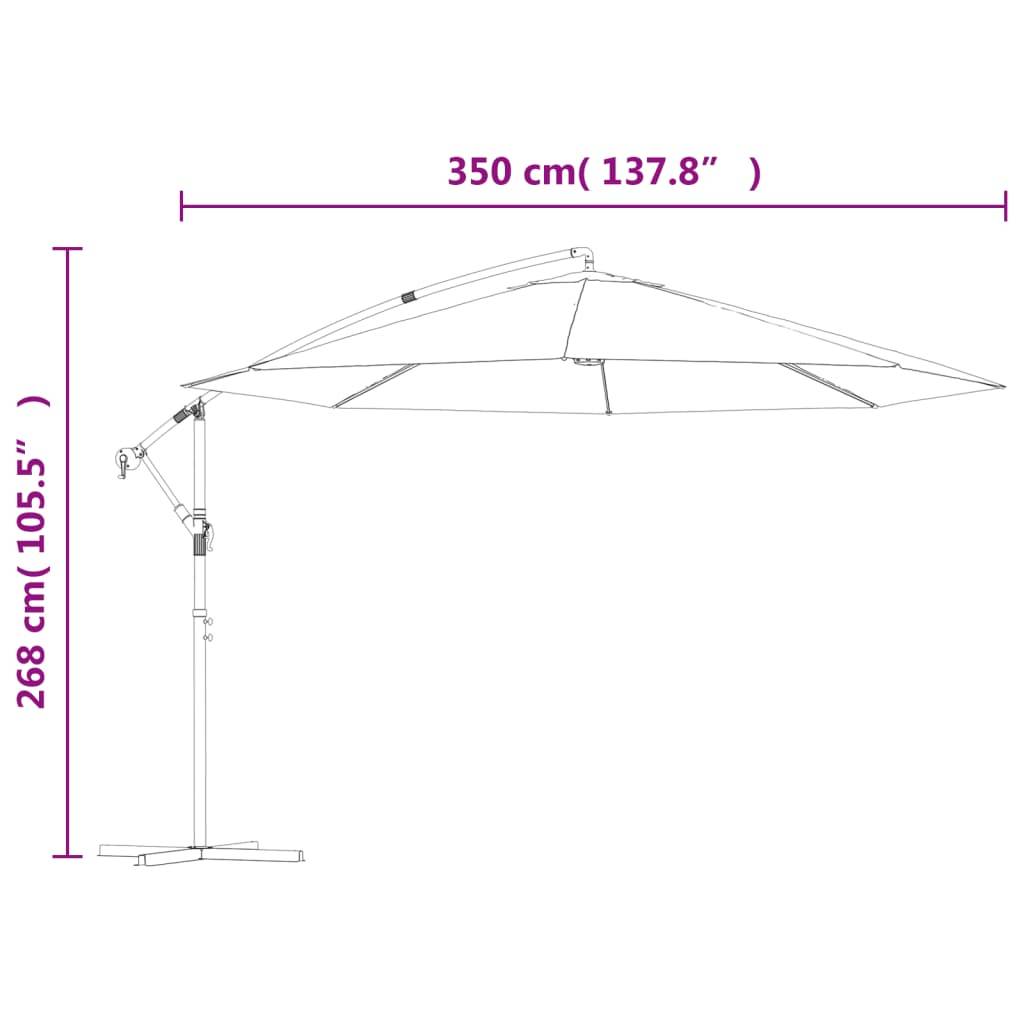 Parasol déporté aluminium et polyester blanc sable 350 x 350 x 268 cm - PANGIVO - Image 10