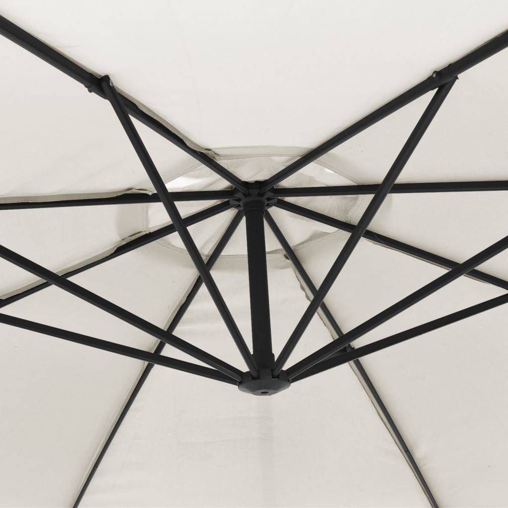 Parasol déporté aluminium et polyester blanc sable 350 x 350 x 268 cm - PANGIVO - Image 7