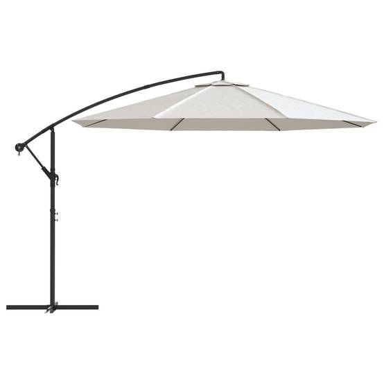 Parasol déporté aluminium et polyester blanc sable 350 x 350 x 268 cm - PANGIVO - Image 3