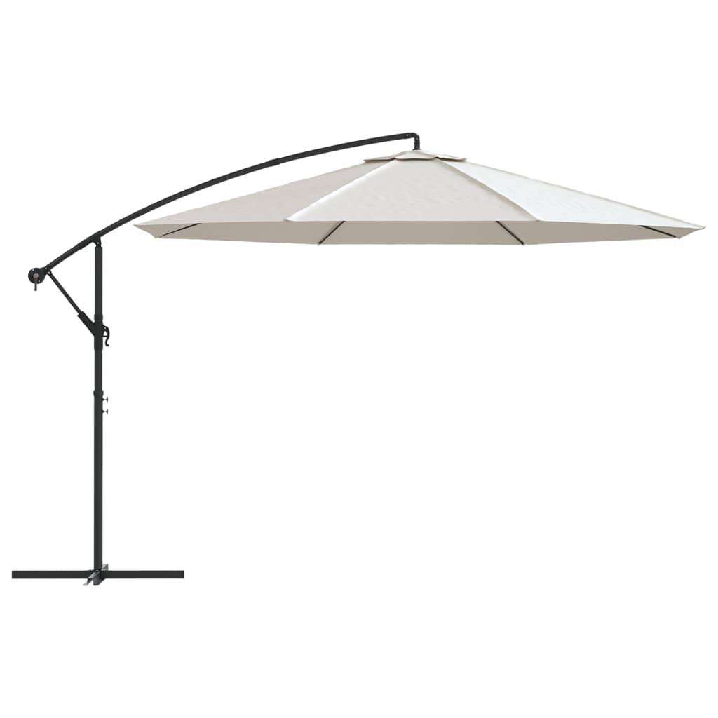 Parasol déporté aluminium et polyester blanc sable 350 x 350 x 268 cm - PANGIVO - Image 3