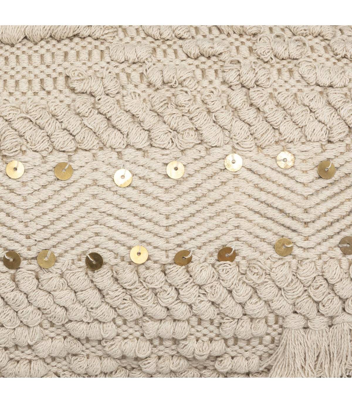 Coussin déhoussable en Coton et Jute motif en relief avec sequins 30 x 50 cm - Image 2