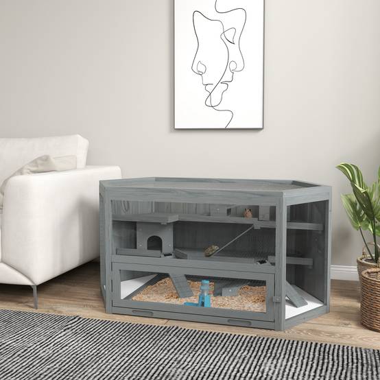 Illustration of Elevated Hamster Cage With Ventilation