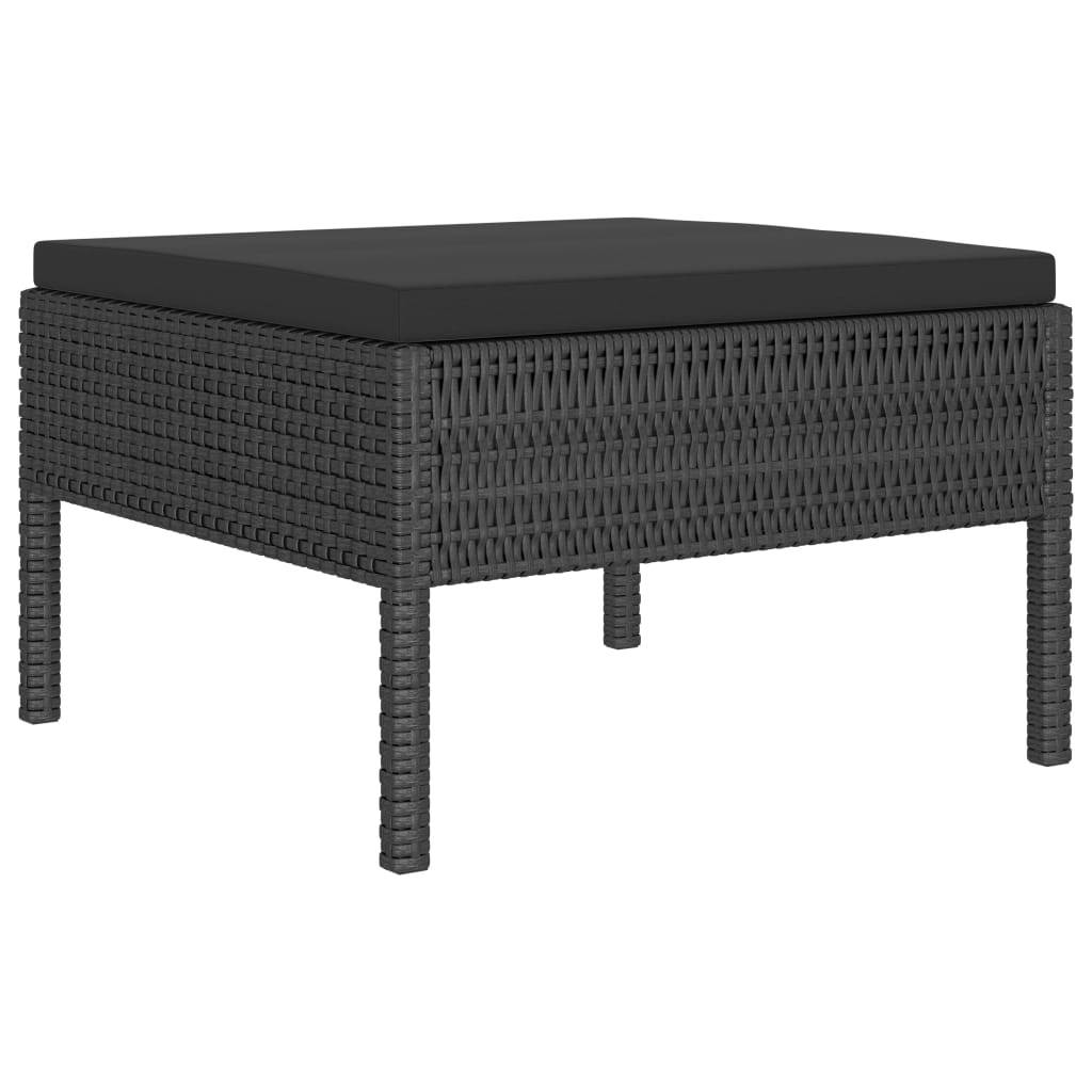 Helloshop26 - Salon de jardin meuble d'extérieur ensemble de mobilier 10 pièces avec coussins résine tressée noir - Image 4