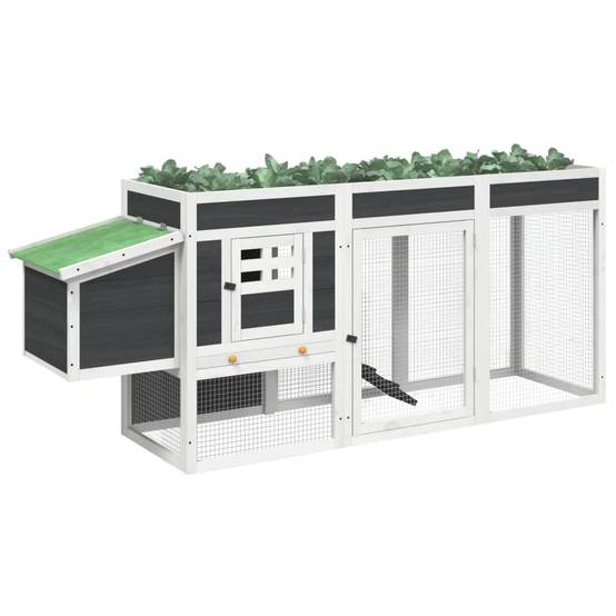 ComfortXL - Poulailler Bois Pin Massif Extérieur Potager Intégré Nichoir 204x50x84cm Gris - ComfortXL Outdoor Living - Image 3