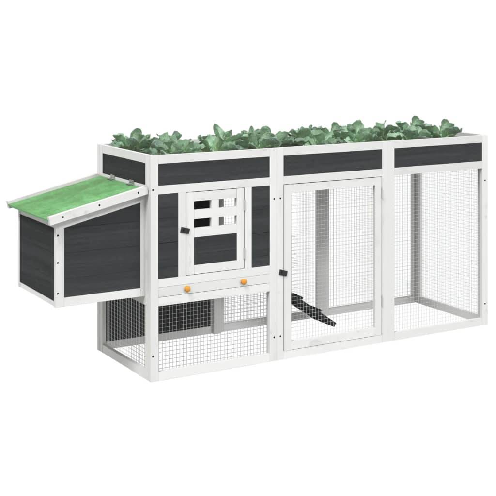 ComfortXL - Poulailler Bois Pin Massif Extérieur Potager Intégré Nichoir 204x50x84cm Gris - ComfortXL Outdoor Living - Image 3
