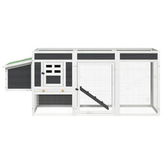 ComfortXL - Poulailler Bois Pin Massif Extérieur Potager Intégré Nichoir 204x50x84cm Gris - ComfortXL Outdoor Living - Image 4