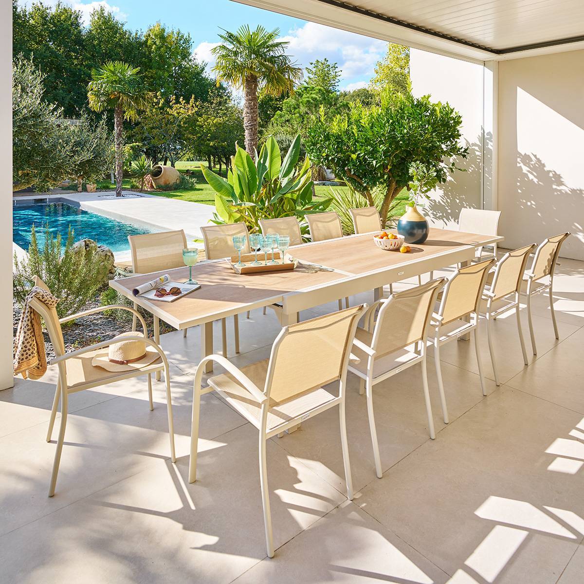 Hesperide - Table de jardin 12 places Piazza extensible argile - Hespéride - Image 1