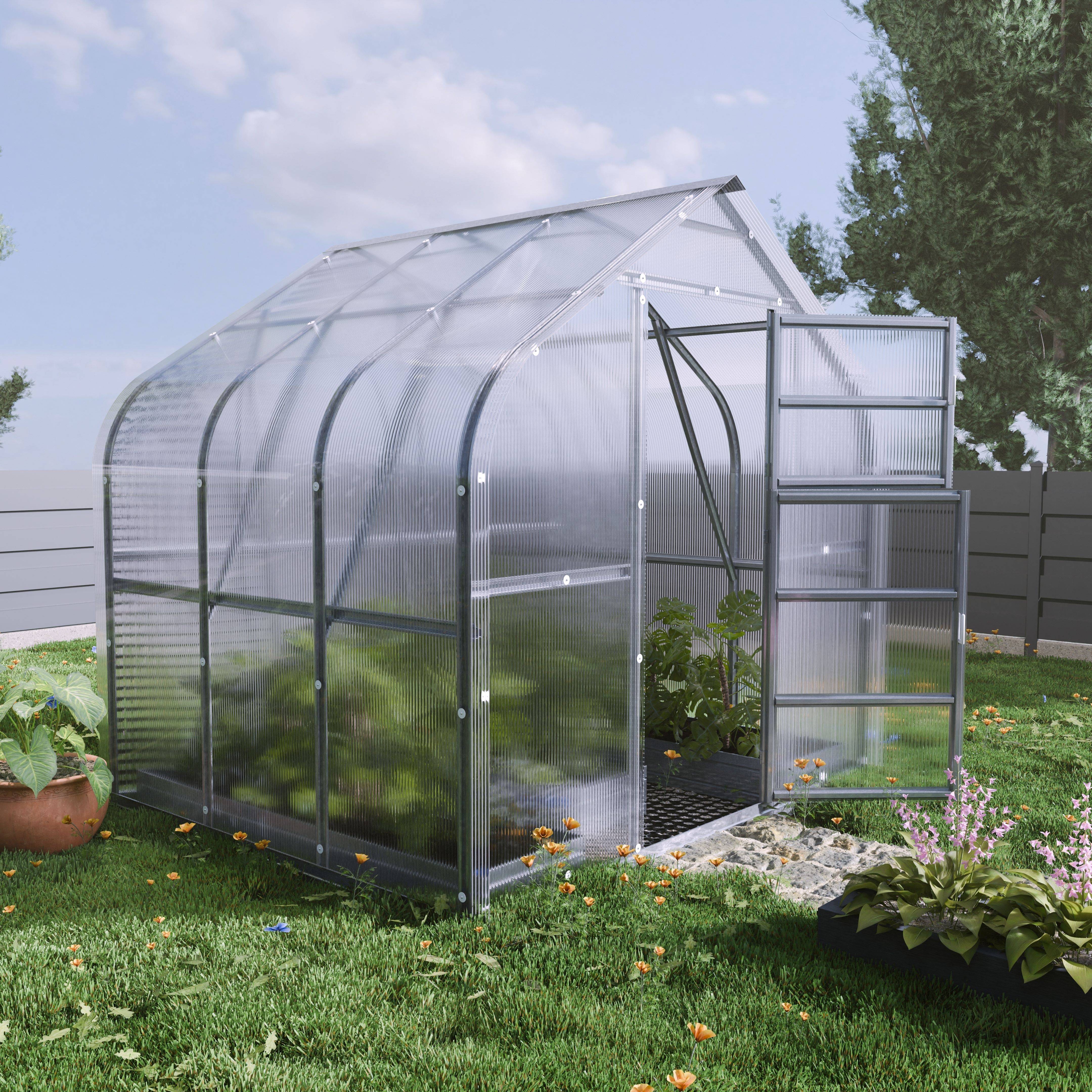 KLASIKA GREENHOUSES - Serre KLASIKA Standard 5m2, 2,5m x 2m, 4 mm avec revêtement en polycarbonate (Avec 1 toit ouvrant automatique) - Image 2