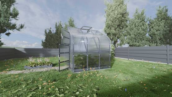 Serre KLASIKA Standard 5m2, 2,5m x 2m, 4 mm avec revêtement en polycarbonate (Avec 1 toit ouvrant automatique) - Image 2