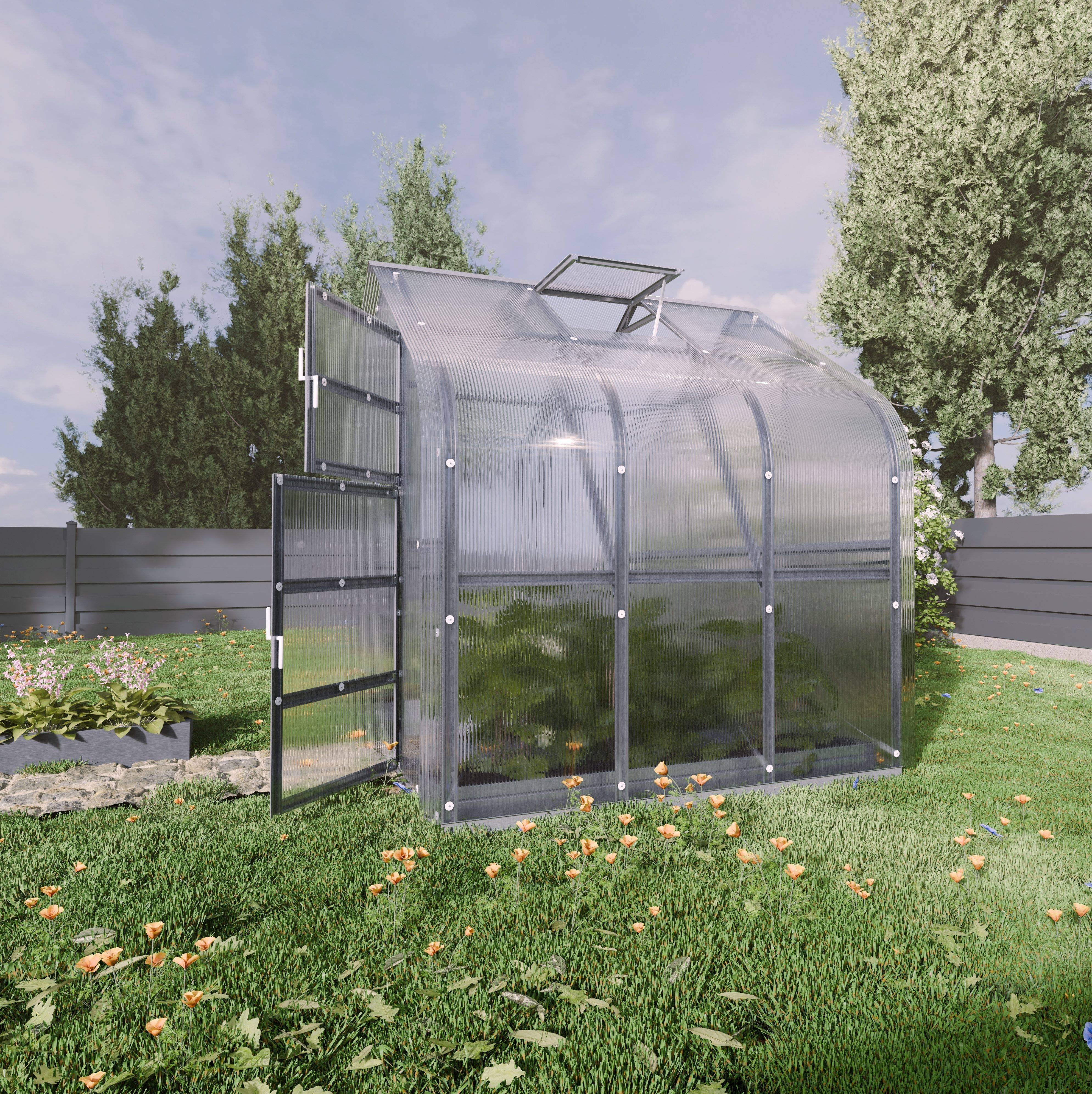 KLASIKA GREENHOUSES - Serre KLASIKA Standard 5m2, 2,5m x 2m, 4 mm avec revêtement en polycarbonate (Avec 1 toit ouvrant automatique) - Image 3