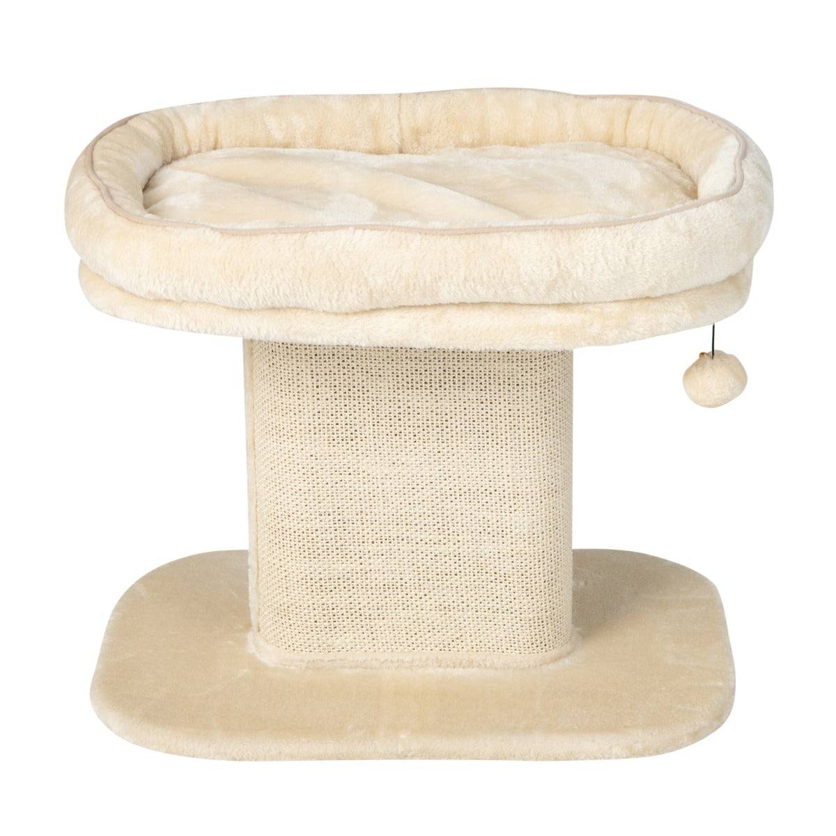 Helloshop26 - Arbre à chat en forme de tour avec lit grand perchoir en peluche tour à gratter en sisal pour chaton balle interactive beige - Image 1