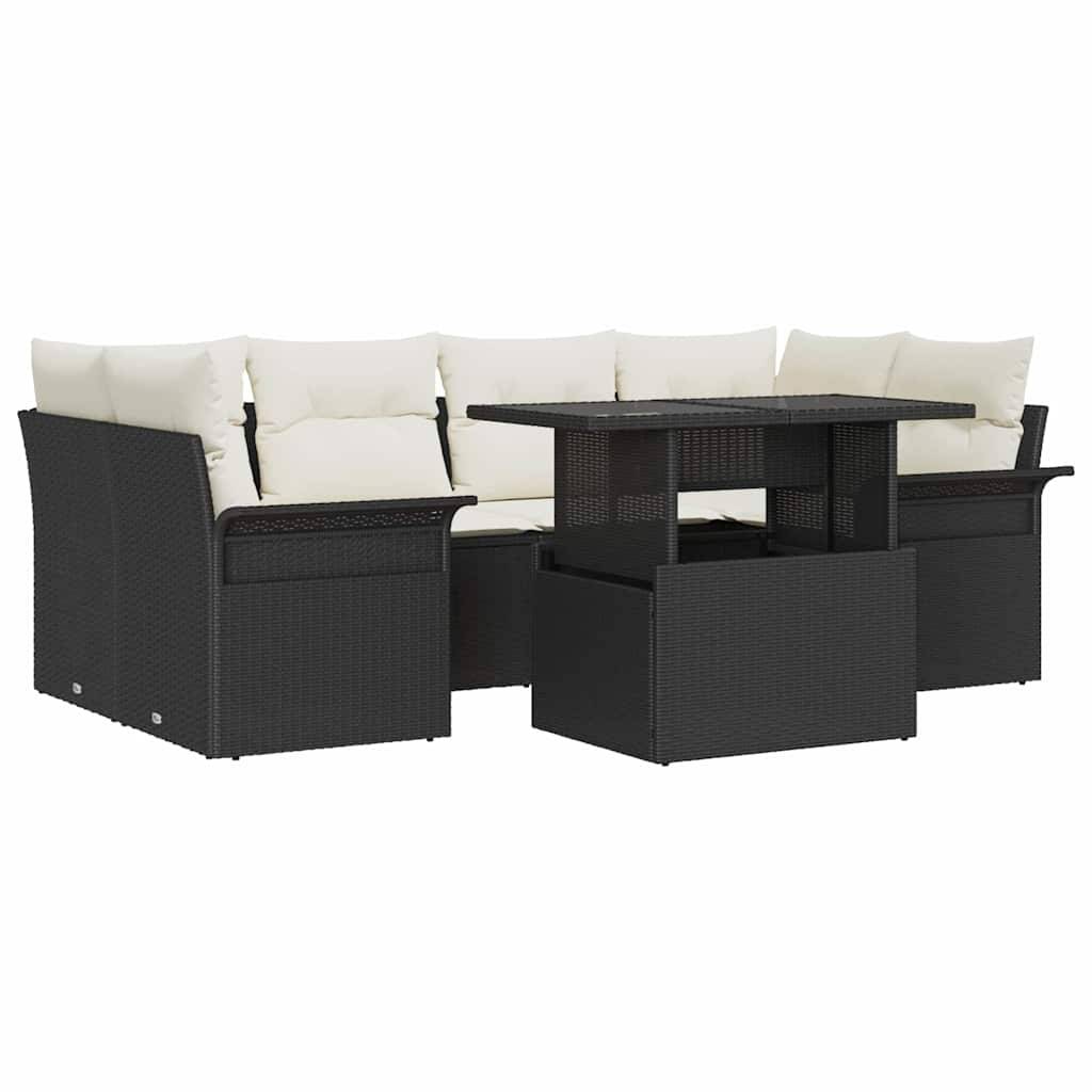 ComfortXL - Salon de jardin d'angle 7 pcs polyrotin noir 6 places table pieds réglables – ComfortXL Outdoor Living - Image 2