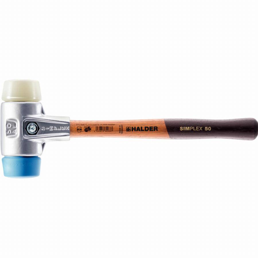 Maillet HALDER SIMPLEX TPE souple / nylon avec boîtier en aluminium et manche en bois - D=30 mm - 3118.030
