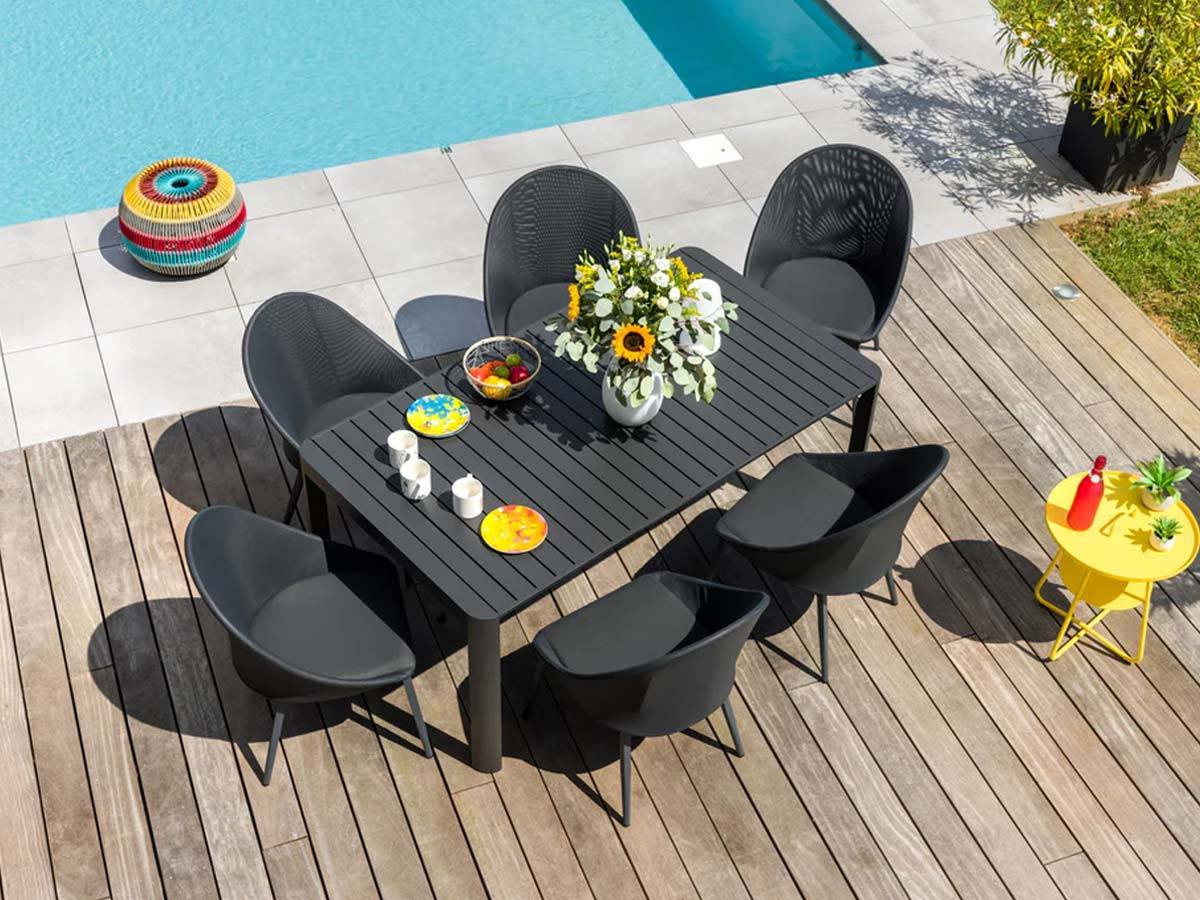 Table rectangulaire extensible 8/10/12 personnes - JARDILINE - Aluminium - Gris anthracite - Image 5