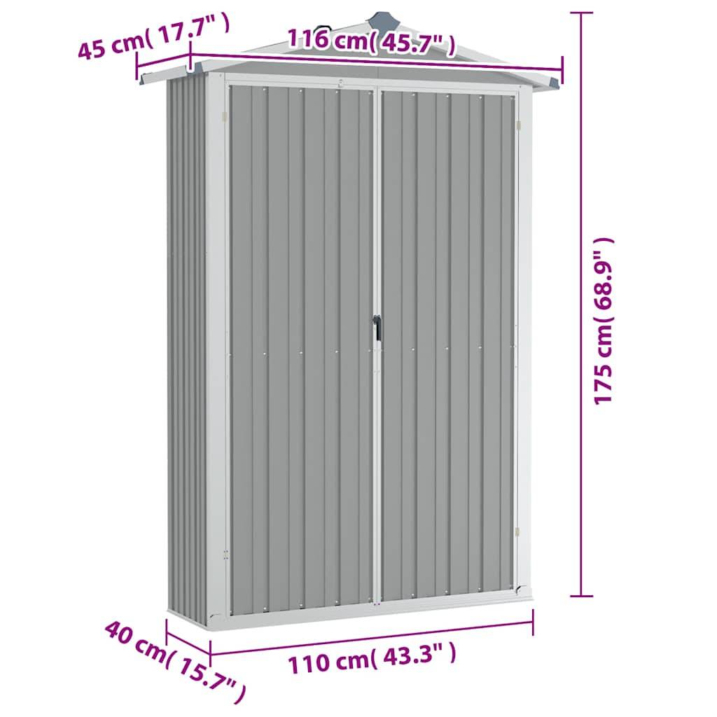 Vidaxl - Abri de jardin Gris 116x45x175 cm Acier galvanisé vidaXL 46302 - Image 3