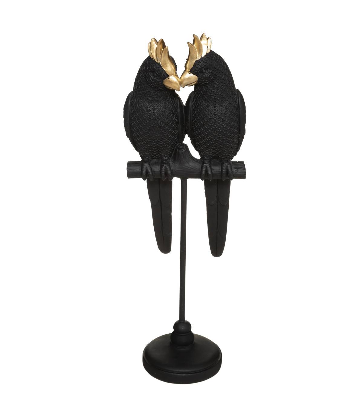 Objet décoratif Couple d'Oiseaux sur perchoir en résine H 35 cm - Image 1