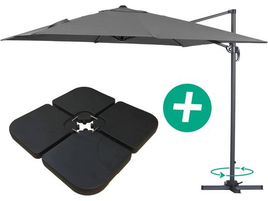 Parasol Jardin Déporté Alu "sun 3" - Carré - 3 X 3 M - Gris - Dalles Incluses -habitat Et Jardin - Image 1